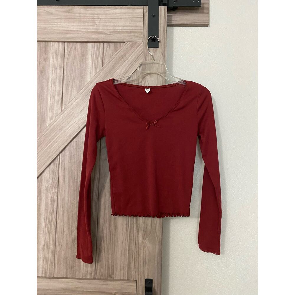 NWOT BP Burgundy, long sleeve crop top size small